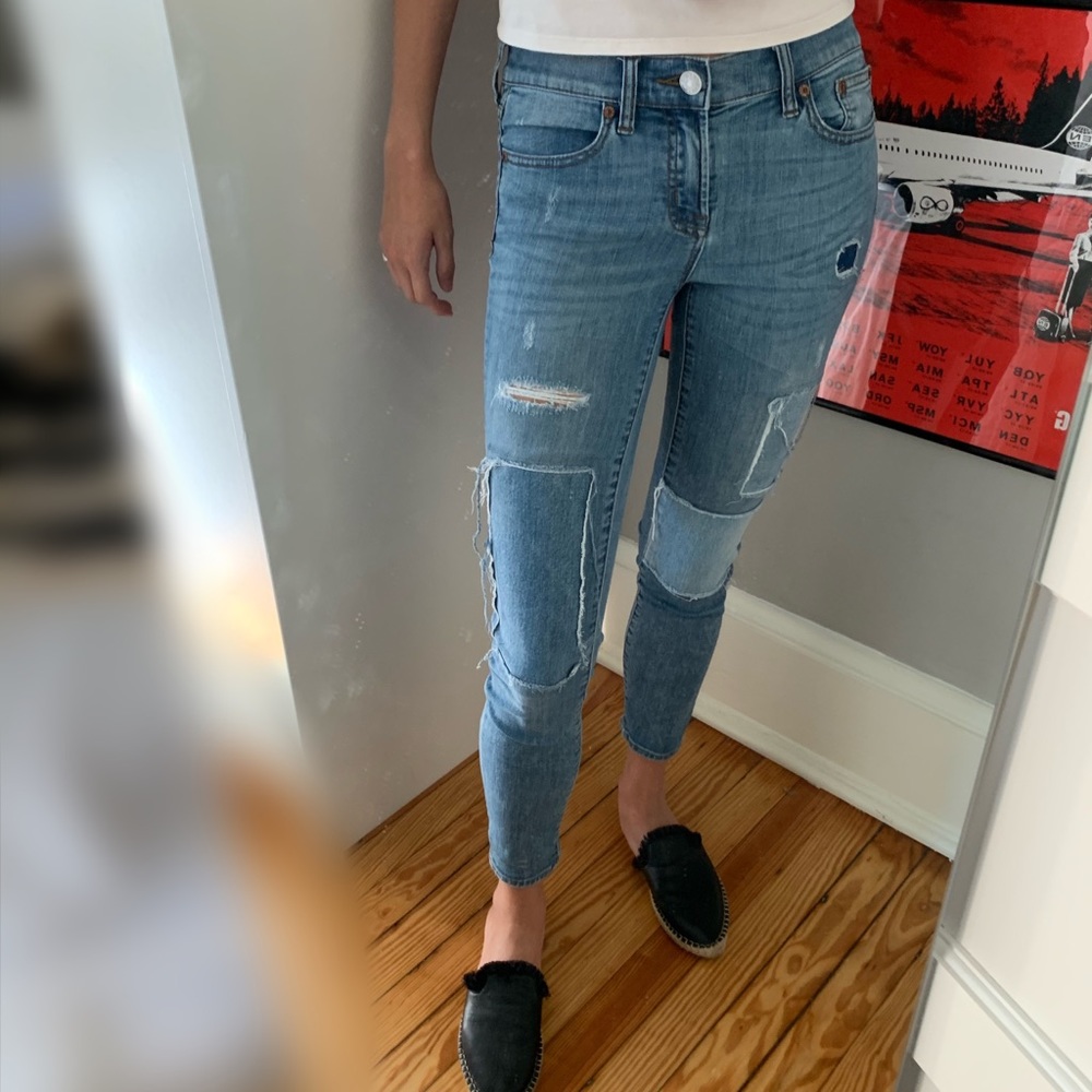 J.Crew distressed toothpick jeans